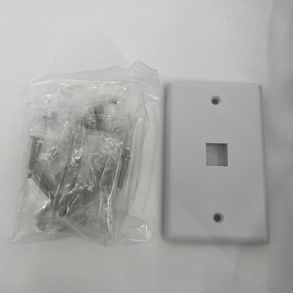 ICC 1-Gang Wall Switch Plate White Single 1-Port Ethernet LOT OF 25 Face Plates - Picture 4 of 6